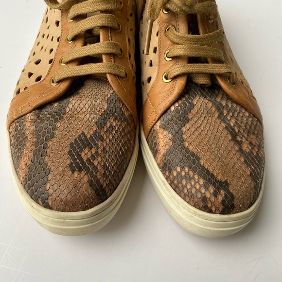 Franco Cuadra Brown casual Women's Python Snakeskin Leather Sneakers US 7-71/2 - Picture 10 of 15
